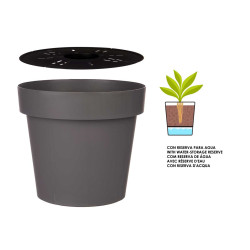 VASO PLASTICO CINZENTO C RESERVA AGUA 30 CM 