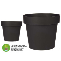 VASO PLASTICO ANTRACITE C RESERVA AGUA 30 CM 