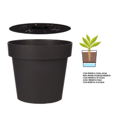PLASTIC POT ANTHRACITE W WATER RESERVOIR 30CM DIAM