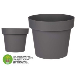 PLASTIC POT GREY WITH WATER RESERVOIR  35CM DIAM