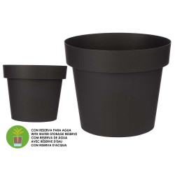 PLASTIC POT ANTHRACITE W WATER RESERVOIR 35CM DIAM