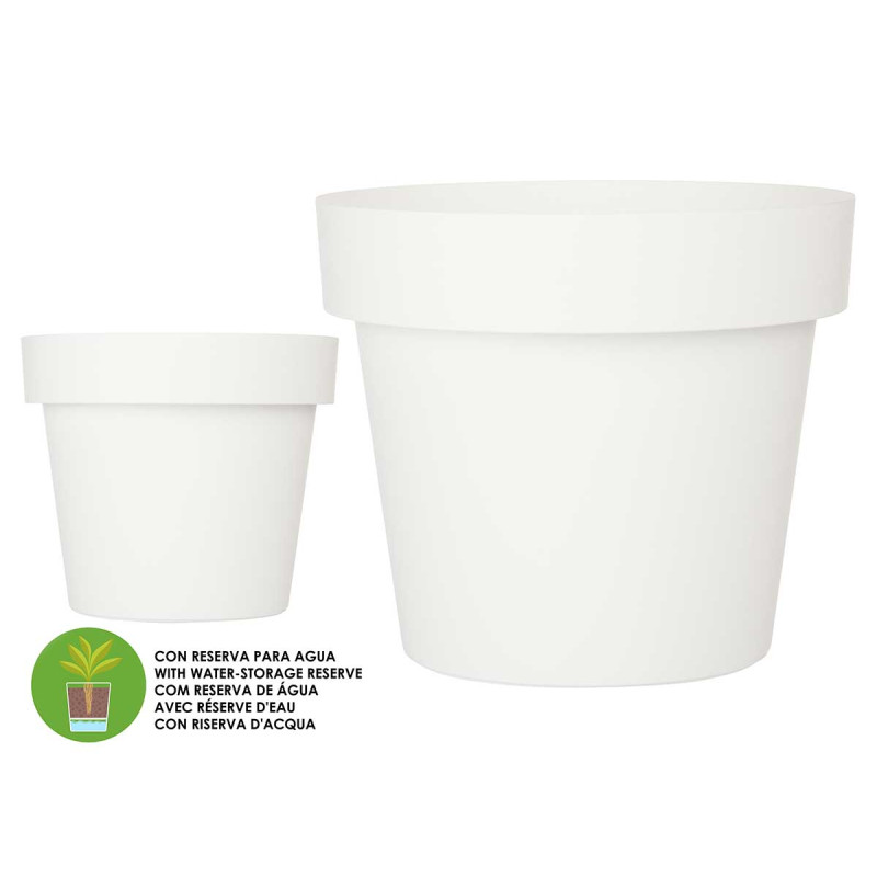 VASO PLASTICA BIANCO CON RISERVA D'ACQUA 40CM