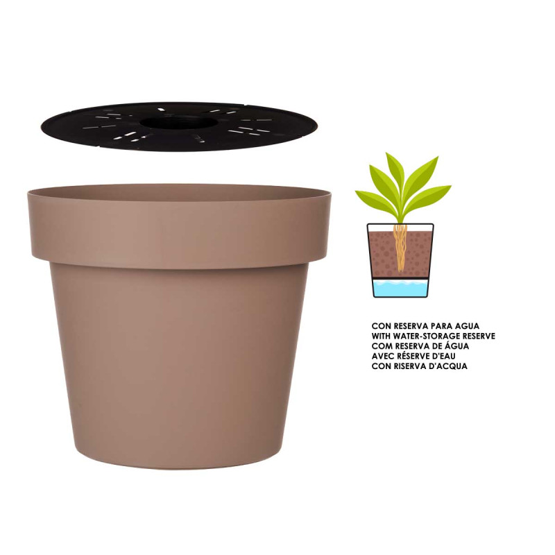 VASO PLASTICO CASTANHO C RESERVA AGUA 40 CM 