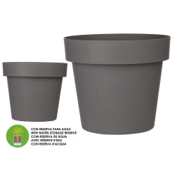 VASO PLASTICO CINZENTO C RESERVA AGUA 40 CM 