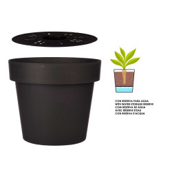 PLASTIC POT ANTHRACITE W WATER RESERVOIR 40CM DIAM