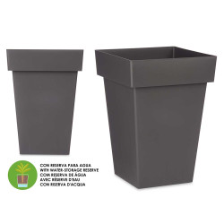 SQUARE POT GREY WITH WATER RESERVOIR  30CM DIAM