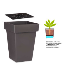 SQUARE POT GREY WITH WATER RESERVOIR  30CM DIAM
