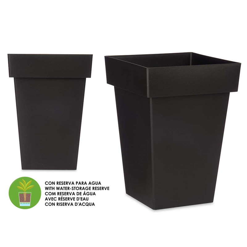 SQUARE POT ANTHRACITE W WATER RESERVOIR 30CM DIAM