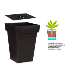 SQUARE POT ANTHRACITE W WATER RESERVOIR 30CM DIAM