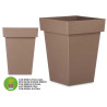 SQUARE POT BROWN WITH WATER RESERVOIR  40CM DIAM