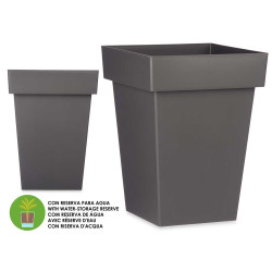 SQUARE POT GREY WITH WATER RESERVOIR  40CM DIAM