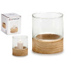 PORTACANDELE VETRO BASE LEGNO ROT PICC