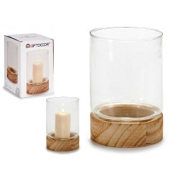 PORTAVELAS CRISTAL BASE MADERA RED MED