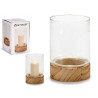 BOUGEOIR VERRE BASE BOIS RED MOY