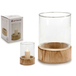 PORTAVELAS CRISTAL BASE MADERA RED GR