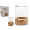 PORTAVELAS CRISTAL BASE MADERA RED GR