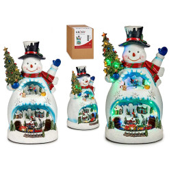 BONECO DE NEVE RESINA C MOV MÚSICA E LUZ  A PILHAS