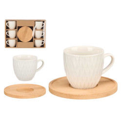 SET 6 TAZZE PIATTI BAMBU CAFFE ROMBI