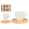 SET 6 TAZZE PIATTI BAMBU CAFFE ROMBI