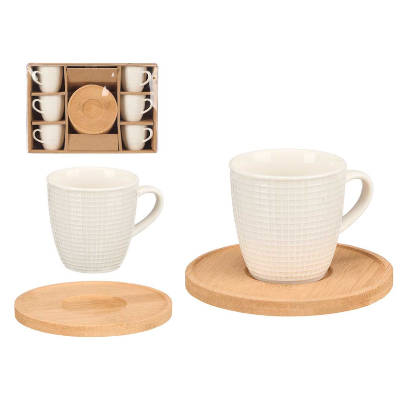 SET OF 6 SQUARE BAMBOO COFFEE CUPS 