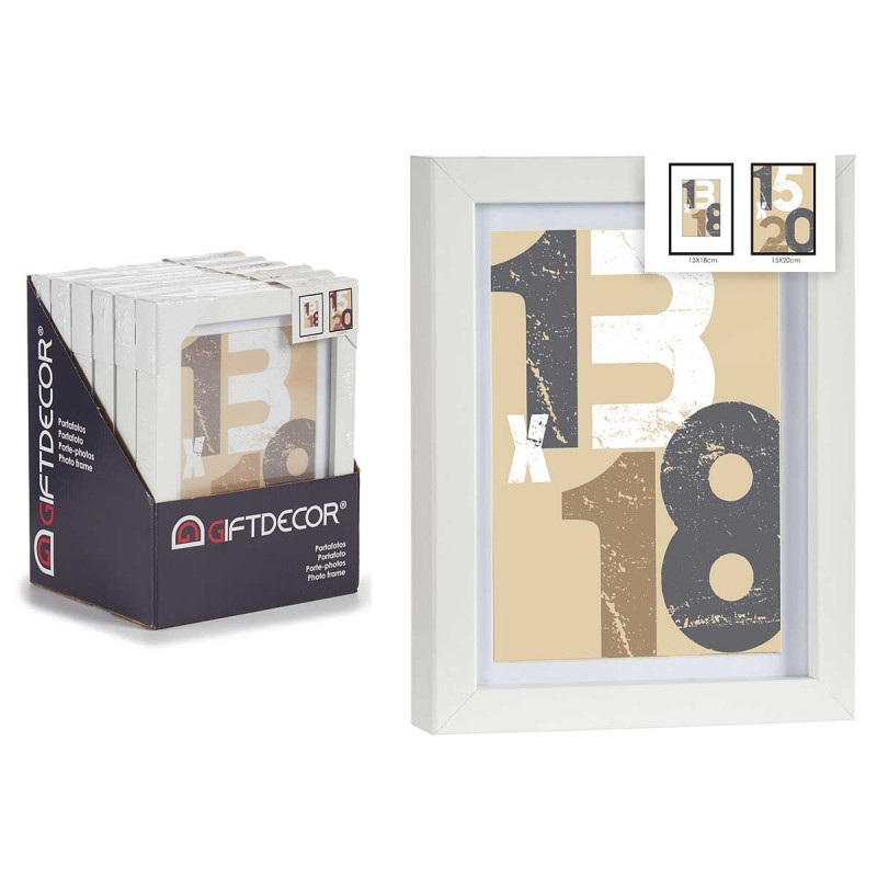 13X18CM WHITE PASSE-PARTOUT WOOD PHOTOFRAME 
