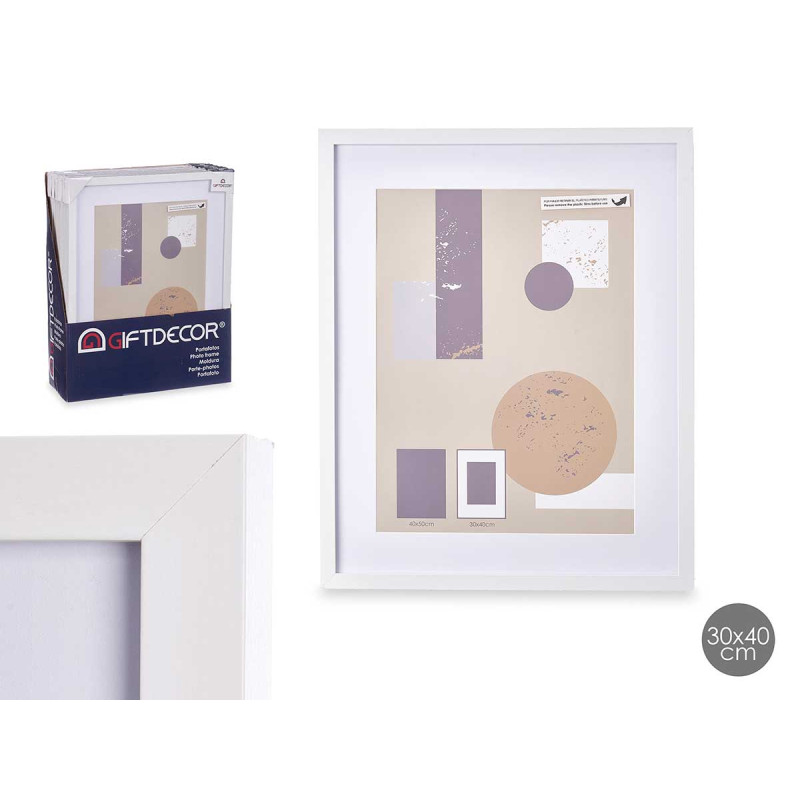 30X40CM WHITE PASSE-PARTOUT WOOD PHOTOFRAME 