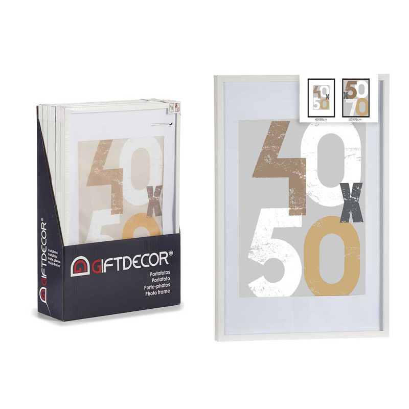 40X50CM WHITE PASSE-PARTOUT WOOD PHOTOFRAME 