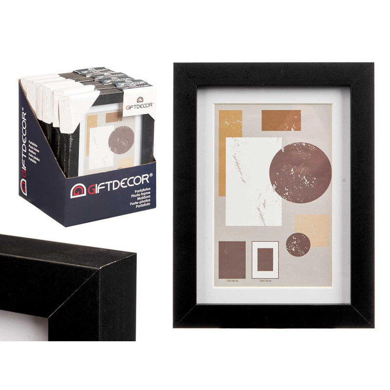 10X15CM BLACK PASSE-PARTOUT WOOD PHOTOFRAME 