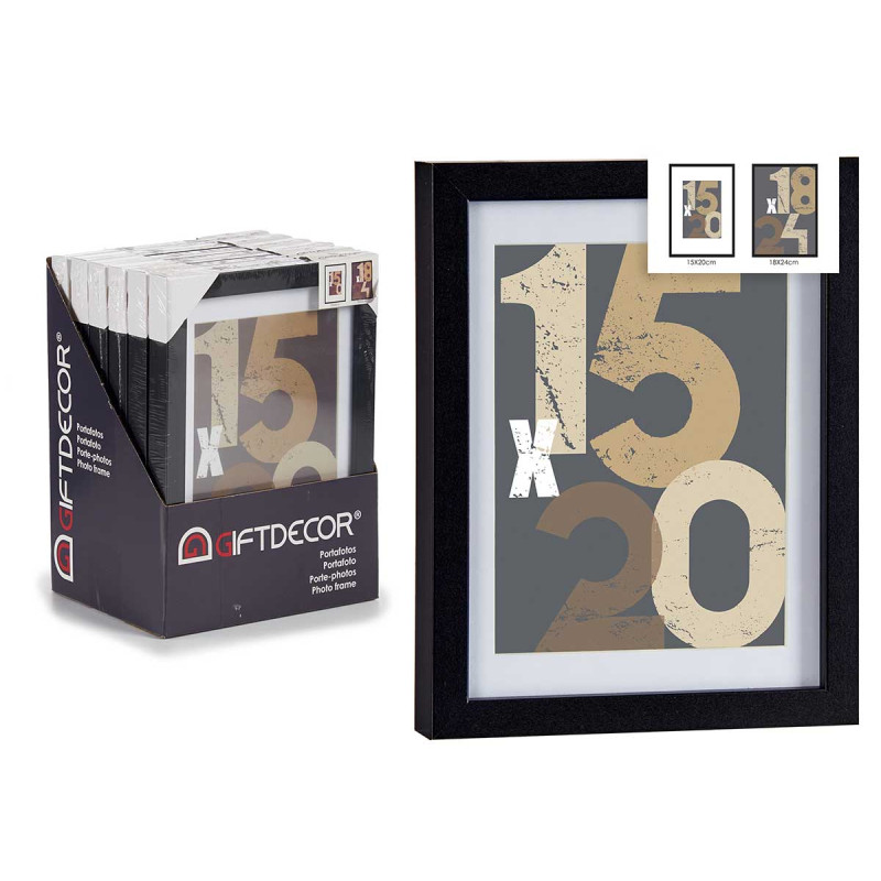 15X20CM BLACK PASSE-PARTOUT WOOD PHOTOFRAME 