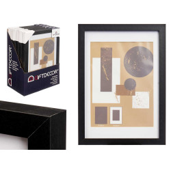 PORTAFOTO PARED MADERA PASPARTU 18X24CM NEGRO