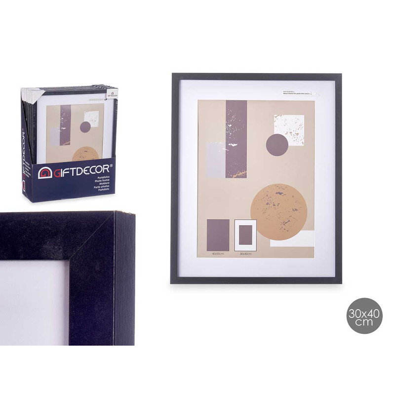 30X40CM BLACK PASSE-PORTOUT WOOD PHOTOFRAME 