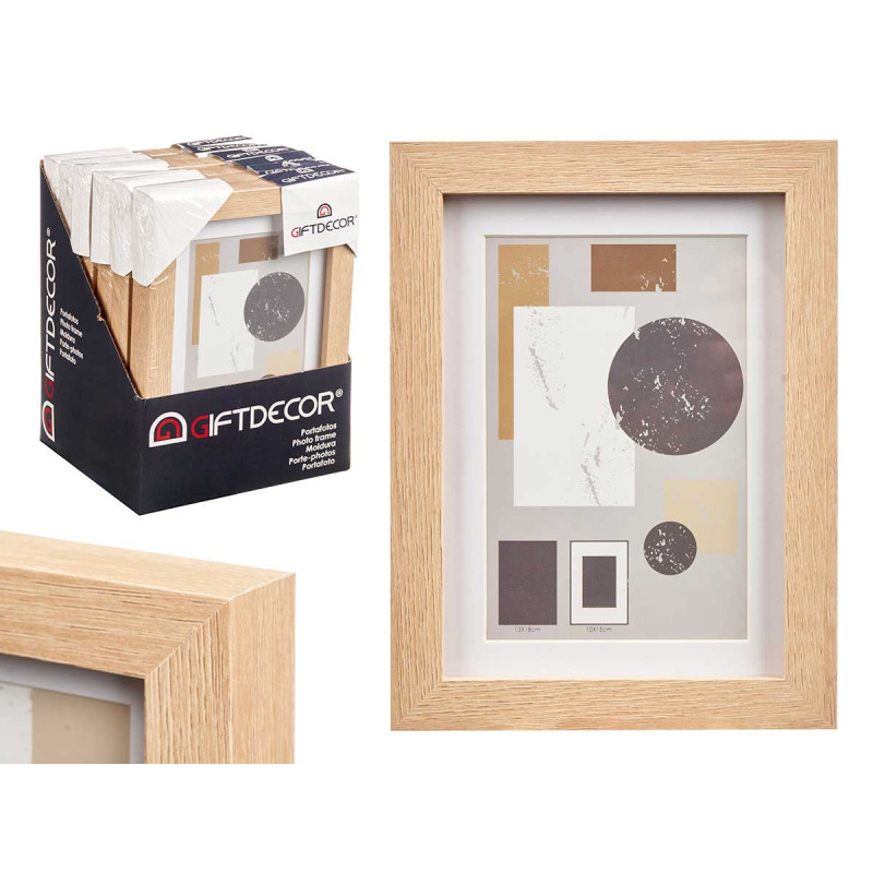 PORTAFOTO PARED MADERA PASPARTU 10X15CM NATURAL