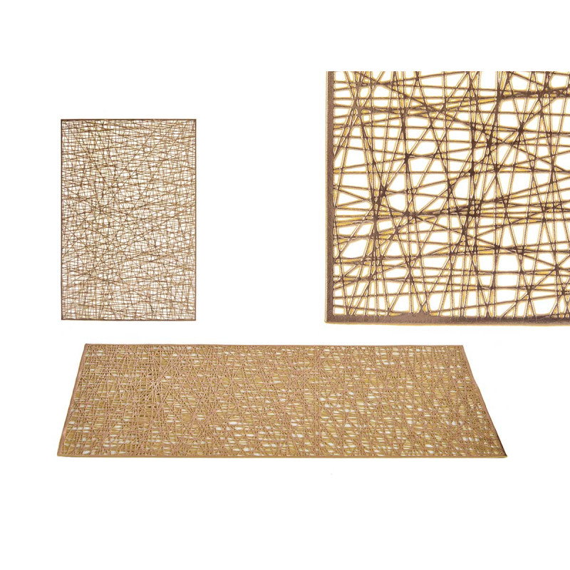 INDIVIDUAL RECTANGULAR PLÁSTICO DOURADO 