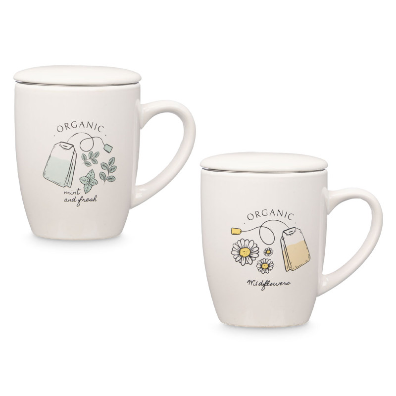 TAZZA PORCELLANA ORGANIC TAPPO FILTRO ASS2 340ML