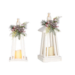 LANTERNE PYRAMIDE BLANC NEIGE 40CM