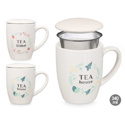 TAZZA PORCELLANA TEA HOUSE TAPPO FILTRO ASS2 340ML