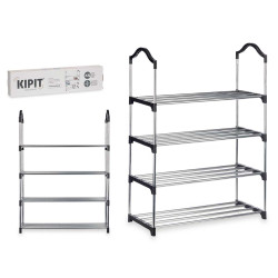 4 TIER SHOE RACK 4 BARS SHELVES BLACK