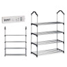 4 TIER SHOE RACK 4 BARS SHELVES BLACK