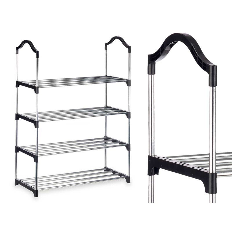 4 TIER SHOE RACK 4 BARS SHELVES BLACK