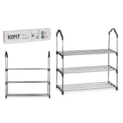 3 TIER SHOE RACK 4 BARS SHELVES BLACK