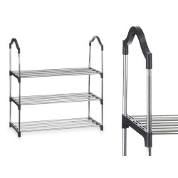 3 TIER SHOE RACK 4 BARS SHELVES BLACK