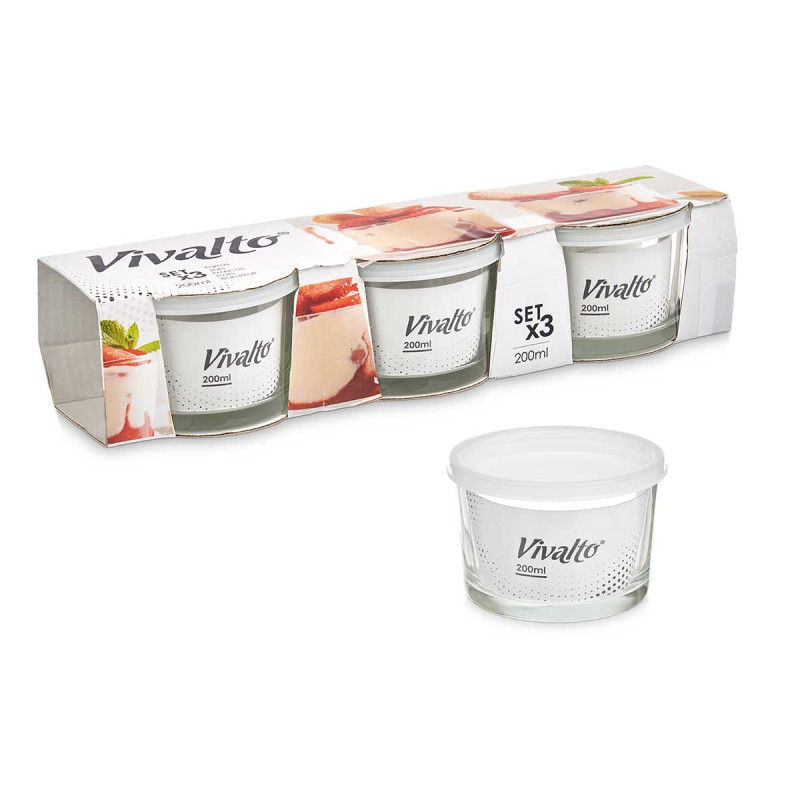SET 3 RECIPIENTE VIDRO 200 ML
