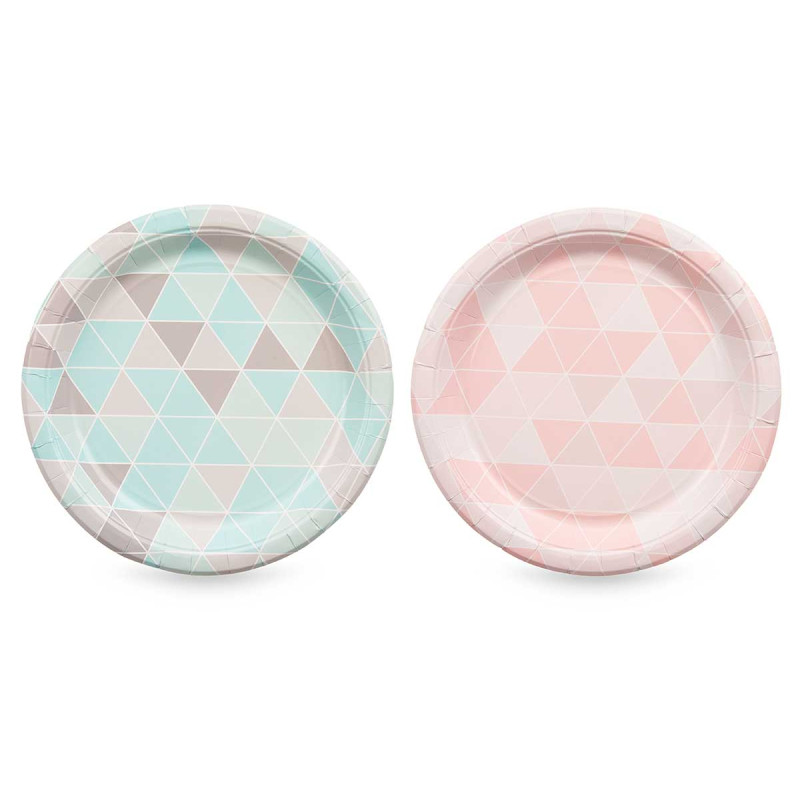 SET 6 ASSIETTES PAPIER 22 CM LOSANGES ASSORT 2