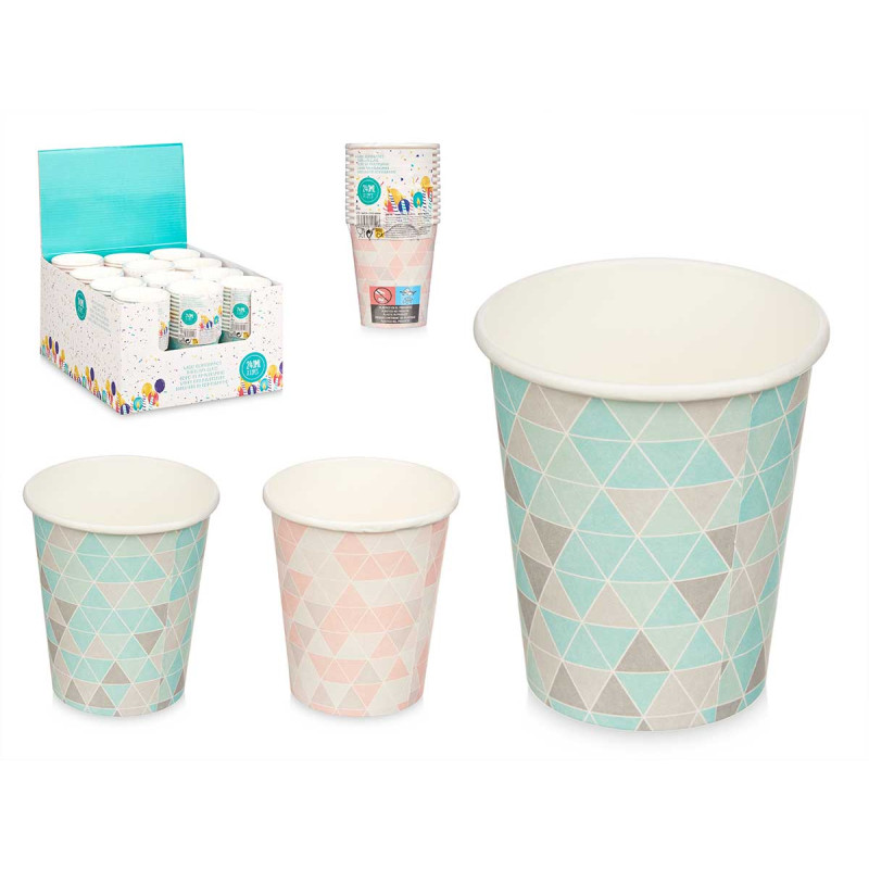 SET 12 VASOS PAPEL 240 ML ROMBOS SURT 2