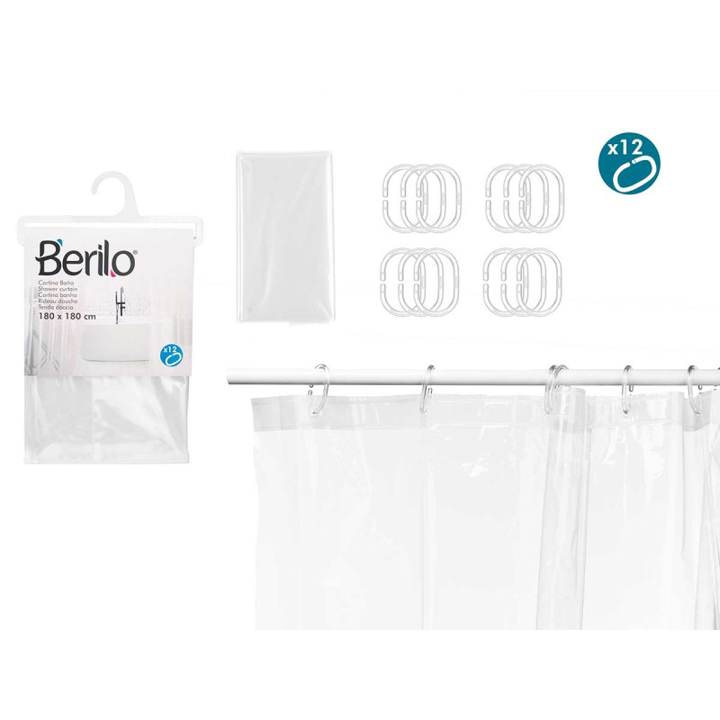 TENDA BAGNO TRASPARENTE LISCIA 180X180CM