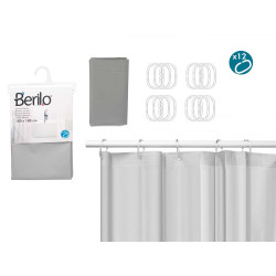 CORTINA WC TRANSPARENTE CINZENTO 180X180CM