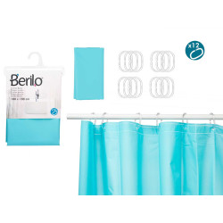 CORTINA WC TRANSPARENTE AZUL 180X180CM