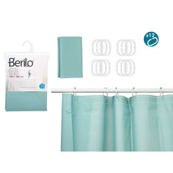 CORTINA WC TRANSPARENTE VERDE AZULADO 180X180CM