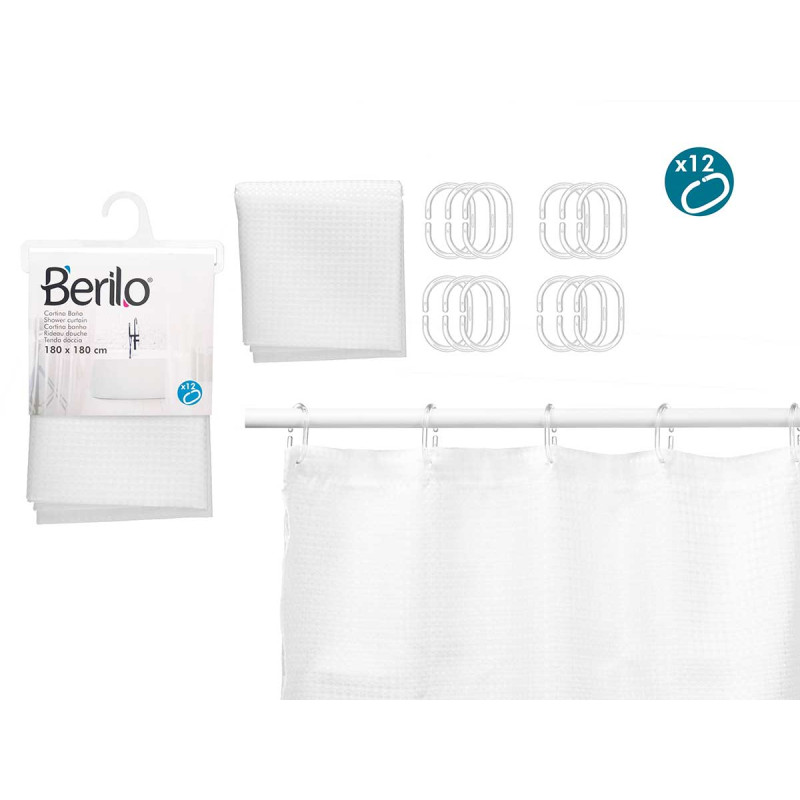 TENDA BAGNO POLIESTERE POIS BIANCHI 180X180CM
