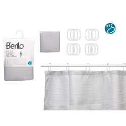 CORTINA WC POLIESTER CINZENTO PONTOS 180X180CM